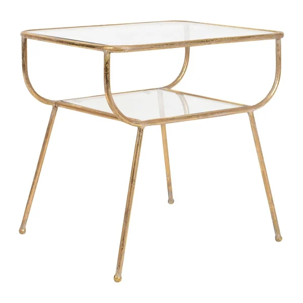 Côté Table Table D’appoint En Fer Dorée Et Verre – Eluminea 1