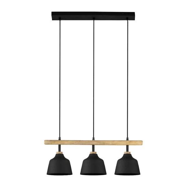 Côté Table Suspension 3 Feux En Fer Et Manguier L121cm Noir Mat – Ferese 3