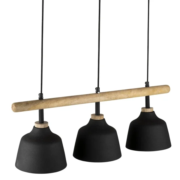 Côté Table Suspension 3 Feux En Fer Et Manguier L121cm Noir Mat – Ferese 4