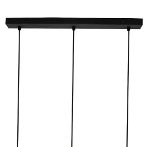 Côté Table Suspension 3 Feux En Fer Et Manguier L121cm Noir Mat – Ferese 12