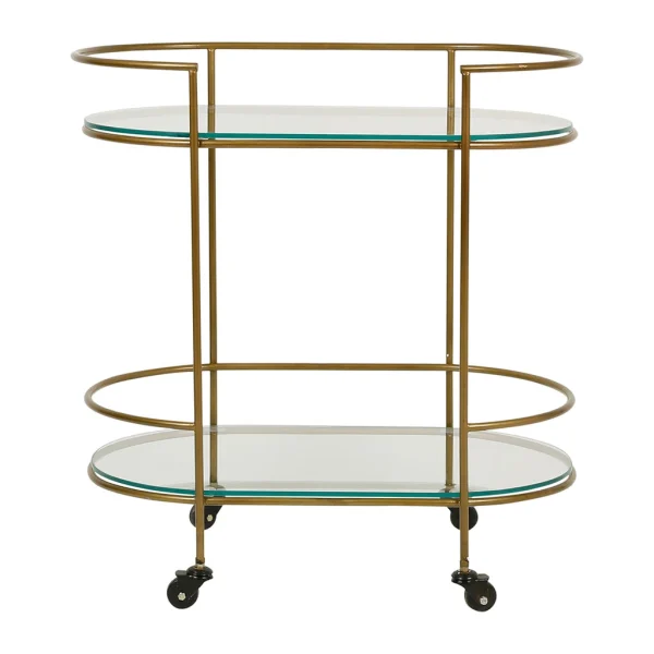 Côté Table Desserte à Roulette En Fer Doré Et Verre – Lardéco 1