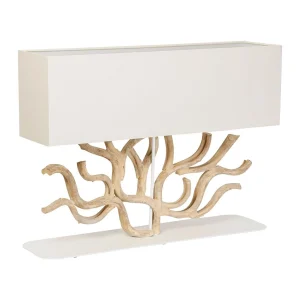 Côté Table Lampe En Bois De Vigne Et Lin Blanc H59cm – Coral 12