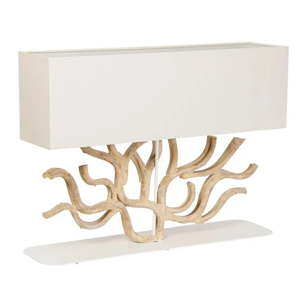 Côté Table Lampe En Bois De Vigne Et Lin Blanc H59cm – Coral 4