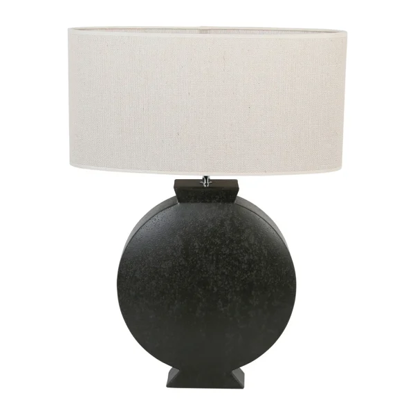 Côté Table Lampe En Céramique Et Lin H35cm Noir Et Naturel – Eissalet 1