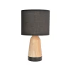 Corep Lampe Touch Métal Effet Bois Abat-jour En Coton Noir 13