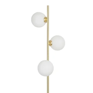 Opjet Lampadaire En Métal H152cm 3 Globes En Verre Opaline Doré – Edmond 18