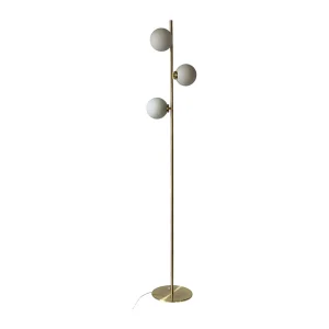 Opjet Lampadaire En Métal H152cm 3 Globes En Verre Opaline Doré – Edmond 12