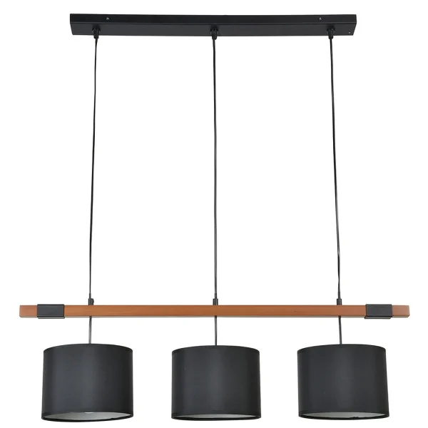 Corep Suspension 3 Lumieres Metal Et Bois H97cm Noir – Bogart 1