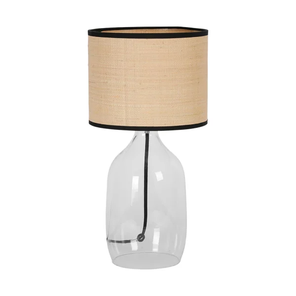 Opjet Lampe En Verre Et Raphia H40.5cm Transparent – Familiale 1