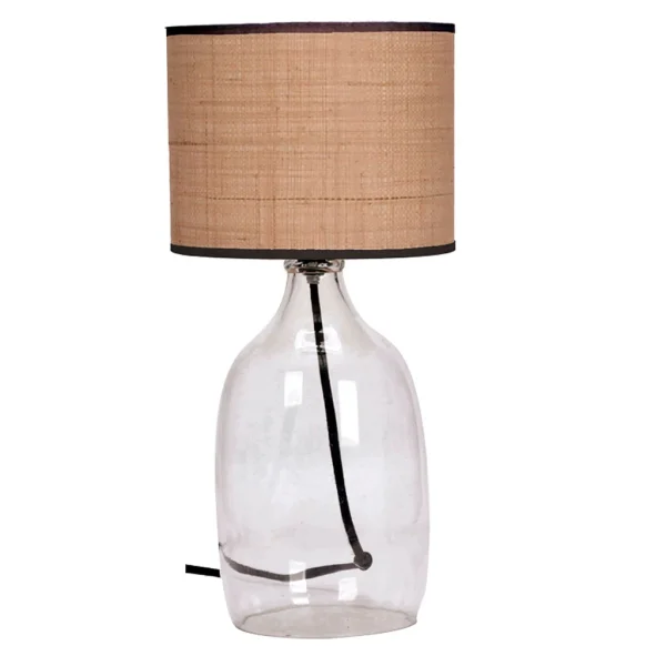 Opjet Lampe En Verre Et Raphia H40.5cm Transparent – Familiale 3