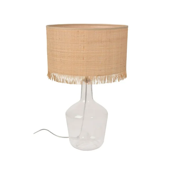 Corep Lampe En Verre Et Raphia Franges H48cm Naturel – Ibiza 1