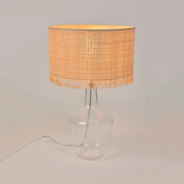 Corep Lampe En Verre Et Raphia Franges H48cm Naturel – Ibiza 4