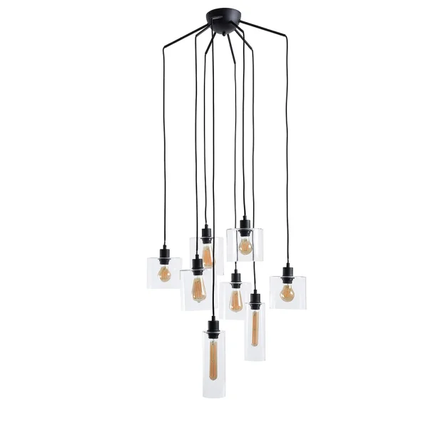 Market Set Suspension 8 Lumières En Verre Et Métal H147cm Noir – Ilo-ilo 1