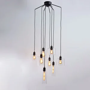 Market Set Suspension 8 Lumières En Verre Et Métal H147cm Noir – Ilo-ilo 9