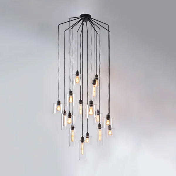 Market Set Suspension 15 Lumières En Verre Et Métal H191cm Noir – Ilo-ilo 3