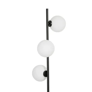 Opjet Lampadaire En Métal H152cm 3 Globes En Verre Opaline Noir – Edmond 14