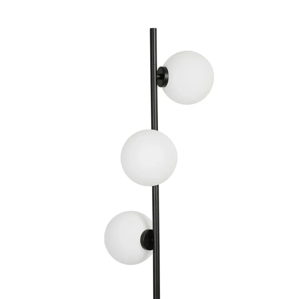 Opjet Lampadaire En Métal H152cm 3 Globes En Verre Opaline Noir – Edmond 5