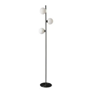 Opjet Lampadaire En Métal H152cm 3 Globes En Verre Opaline Noir – Edmond 10