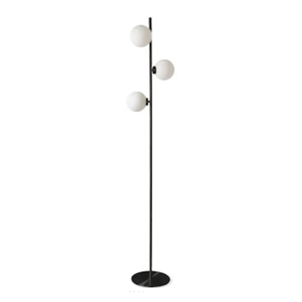 Opjet Lampadaire En Métal H152cm 3 Globes En Verre Opaline Noir – Edmond 3