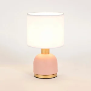 Corep Lampe En Métal H26cm Rose Et Blanc – Ines 8