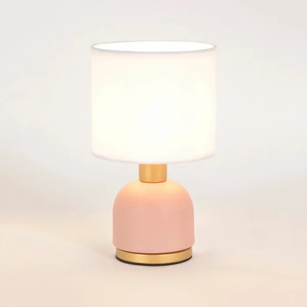 Corep Lampe En Métal H26cm Rose Et Blanc – Ines 3