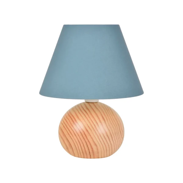 Corep Lampe En Bois Et Coton H24cm Pétrole – Rondo 1