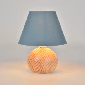 Corep Lampe En Bois Et Coton H24cm Pétrole – Rondo 11