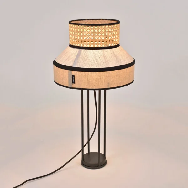 Market Set Lampe En Lin Lave Et Cannage H59cm Nude – Singapour 4