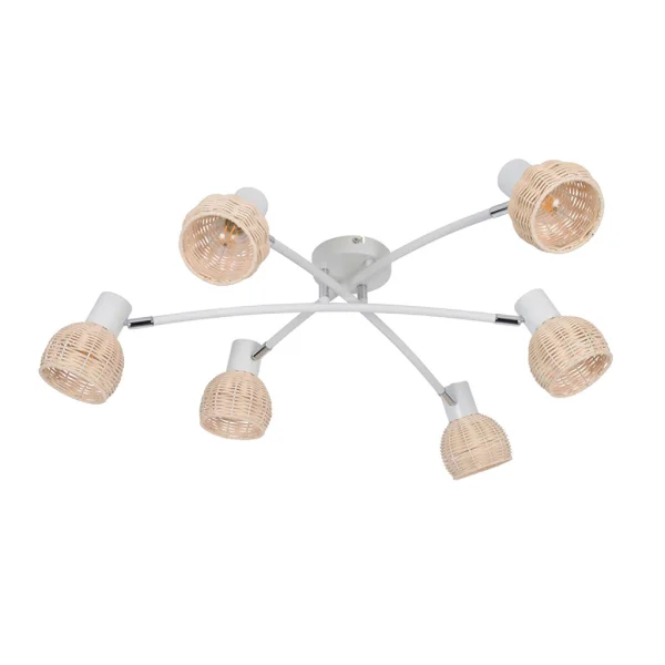 Corep Spot 6 Lumières En Métal Et Rotin Tressé D63cm Naturel – Calanques 1