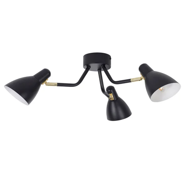 Corep Spot 3 Lumières En Métal Et Laiton D50cm Noir Mat – Marcel 1