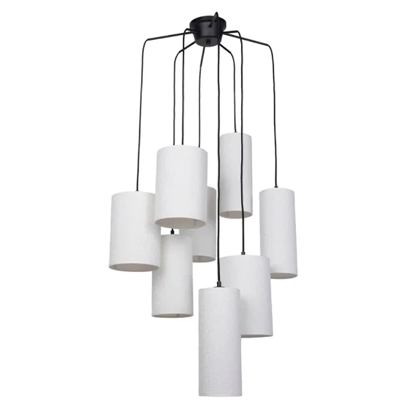 Market Set Suspension Grappe 8 Lumieres En Tissu Et Métal H168 Blanc – Cosiness 1