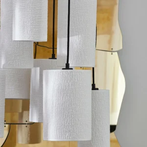 Market Set Suspension Grappe 8 Lumieres En Tissu Et Métal H168 Blanc – Cosiness 18