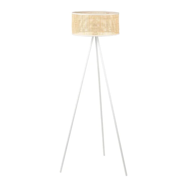 SEMA DESIGN Lampadaire En Métal Et Rotin H125cm Blanc – Balamea 1