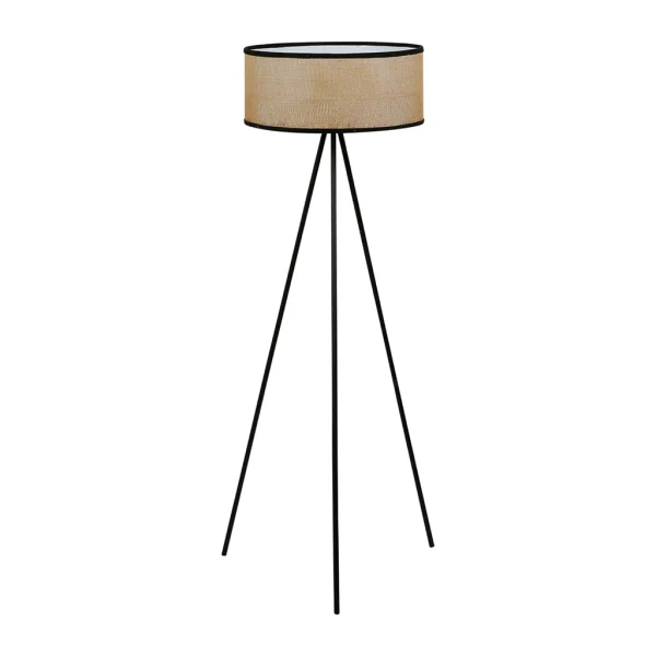 SEMA DESIGN Lampadaire En Métal Et Rotin H125cm Noir – Balamea 1