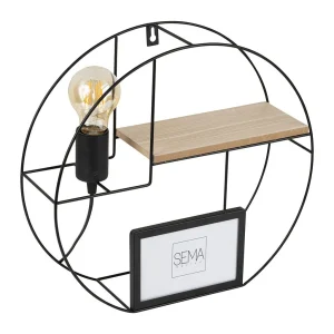 SEMA DESIGN Applique Avec étagère Ronde Shima Noir En Fer 8