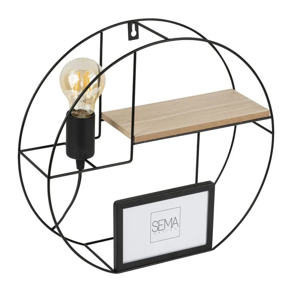 SEMA DESIGN Applique Avec étagère Ronde Shima Noir En Fer 3