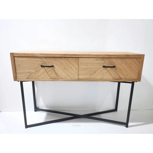 SEMA DESIGN Console Avec Tiroir En Bois Naturel Et Fer – Saori 3