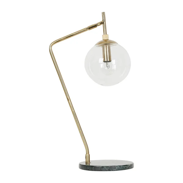 SEMA DESIGN Lampe Design En Fer Doré Marbre Vert Foncé Et Verre – Courba 1