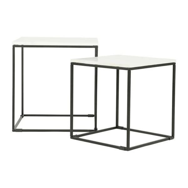 SEMA DESIGN Table Gigogne (x2) En Marbre Blanc Et Fer Noir – Eskela 1