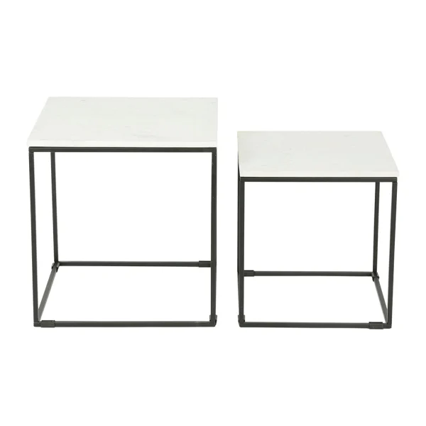 SEMA DESIGN Table Gigogne (x2) En Marbre Blanc Et Fer Noir – Eskela 4